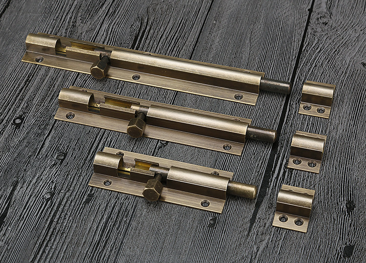 中式纯铜插销木门窗户仿古门闩大门铜插销锁老式天地插销门扣门栓