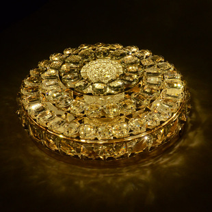 变光led灯水晶吸顶灯过道灯玄关入户水晶灯阳台灯走廊灯金色水晶