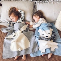 ins Childrens blanket Knitted baby baby hug blanket Kindergarten quilt Air conditioning blanket Nap blanket Cute