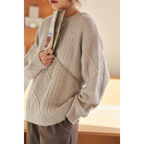  MISAZ will fall in love with thick needle stick needle hemp flower sweater loose Korean pullover casual womens top at a glance