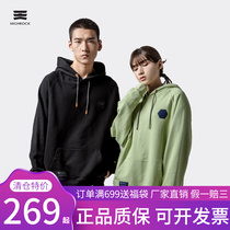 Tianshis new hooded long-sleeved sweater embroidered hoodie trendy mens and womens loose casual sports couples top black