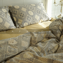 FAFAHOME literary retro plants and flowers 100 pure cotton cotton bed four-piece single three-piece dormitory