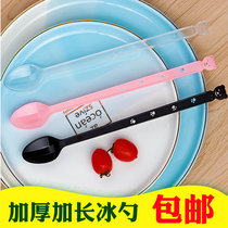 Disposable Spoon Plastic Spoon Long Handle Soup Spoon Thickened Takeaway Long Ice Spoon 1000 Independent Packaged Milk Tea Ice Spoon