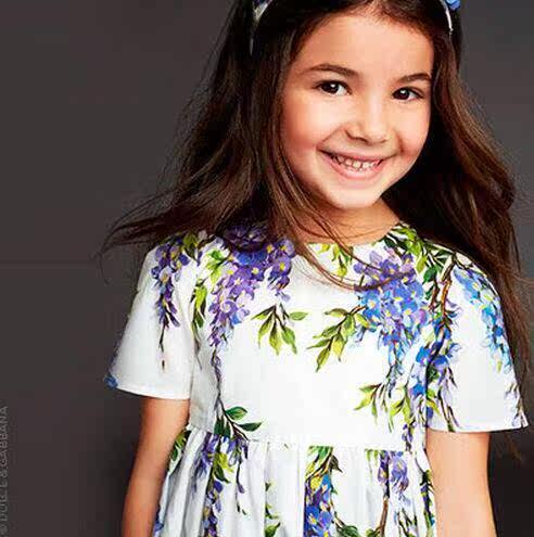 女童春夏款4-6岁儿童裙子薰衣草纯棉短袖女童连衣裙