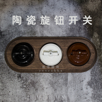 Yan Temple groceries-retro ceramic dual-control antique switch homestay old-fashioned panel old-fashioned switch socket