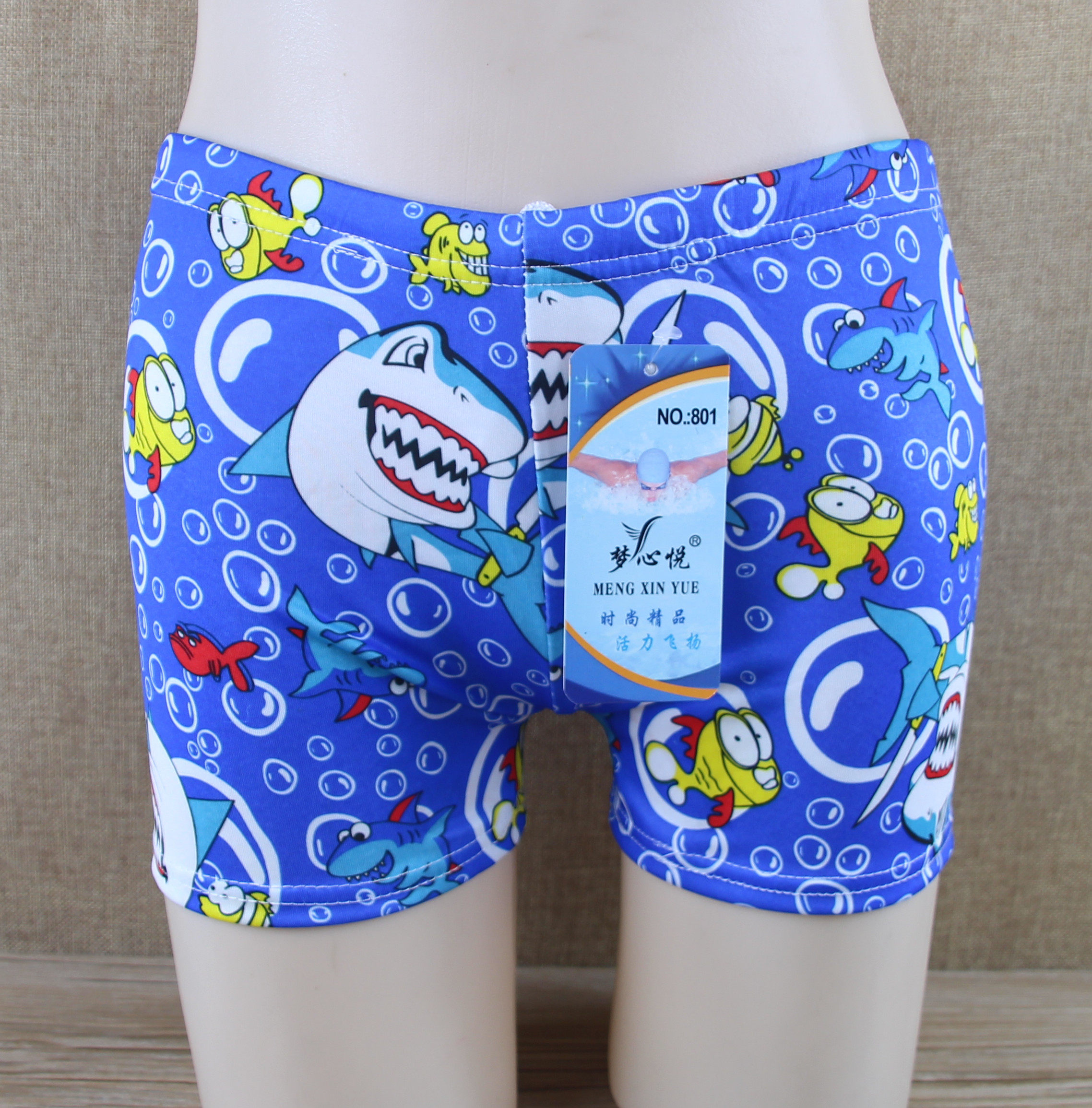 儿童泳裤男士时尚印花夏天泳池专供小孩子小男生学游泳平角裤批发