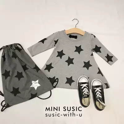 3 months-7 years old minisusic tide children pure cotton thin cool girl long-sleeved dress