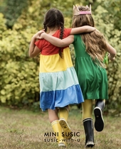 2-14-year-old parent-child mini susic cotton color stitching rainbow dress