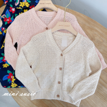 1-8 Girls Cotton Knit Hollow Cardigan Jacket