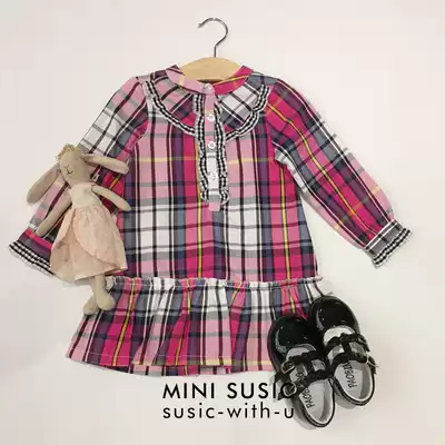 2-6 years old European and American style colored plaid woven cotton girl long sleeve dress