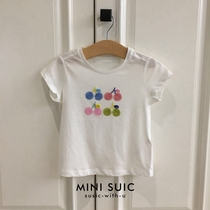 Special prices do not refund 2 - 12 years old girl pure cotton combed cotton thin cherry short sleeve T - shirt