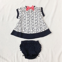 minisusic Baby Girl Newborns 3-9 Month Printed Lace Splice Short Sleeve Female Baby Dress