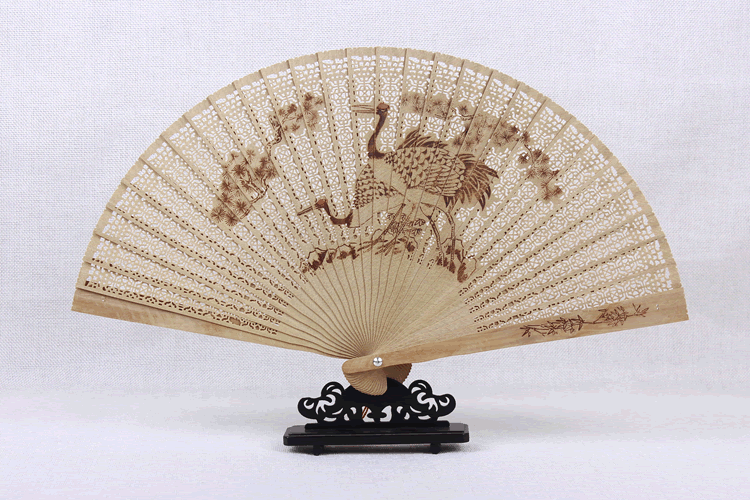 中国风檀木扇檀香木扇檀香扇古风折扇镂空日本日式工艺礼品扇子女
