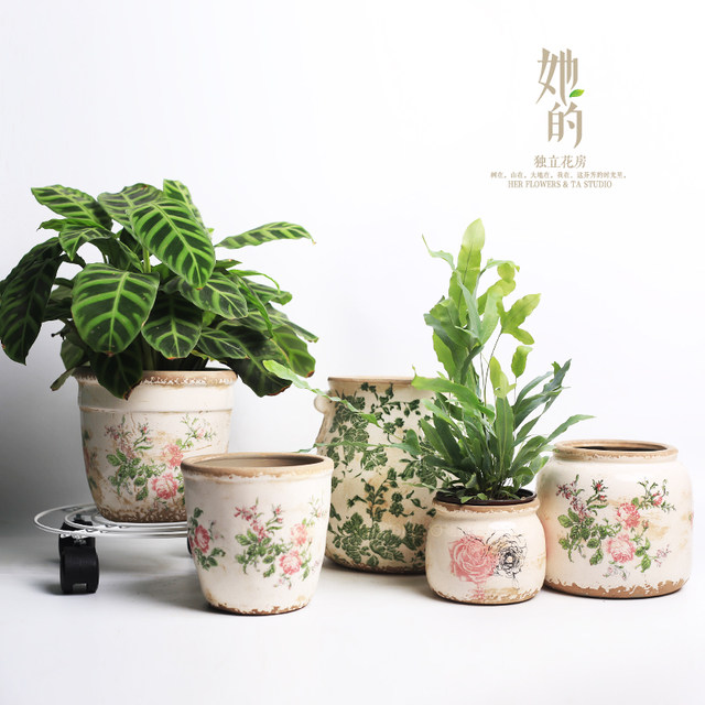 她的花盆 花岺 陶瓷陶釉多肉绿植花盆栽盆花纹美式乡村家居园艺 她的花盆 花岺 陶瓷陶釉多肉绿植花盆栽盆花纹美式乡村家居园艺