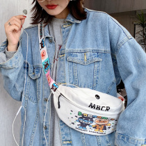  Cat cat bag 2021 new color wide shoulder strap fanny pack ins shopping chest bag small fresh cute printed womens bag