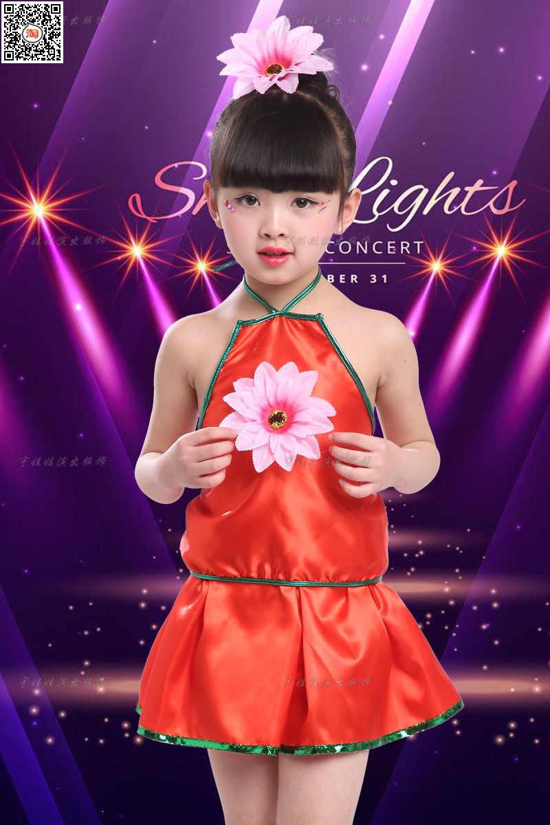 六一儿童节幼儿园肚兜表演服套装女童红色小荷风采民族风舞台