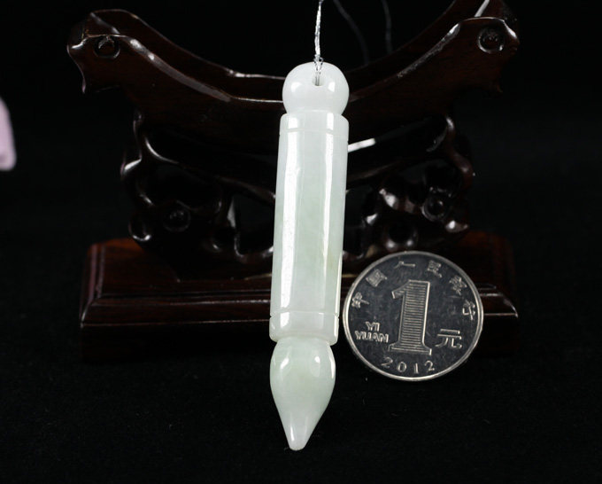 正品a货天然翡翠玉浅色淡紫色 文昌笔毛笔状元笔金榜题名挂件2084