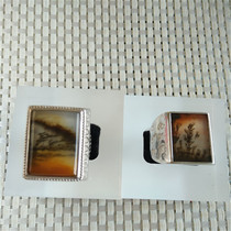 Teng Chong Yunnan jade dragon mausoleum Huanglong jade grass flower silver inlaid ring finger ring 2019 new gift ornament