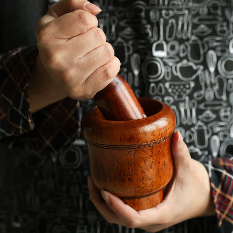 猪猪美家木质捣蒜器厨房捣蒜罐蒜泥器拨蒜器压蒜器磨药捣姜器家用