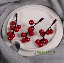 Christmas small red fruit small branch emulated red fruits a pack of 25 small branches