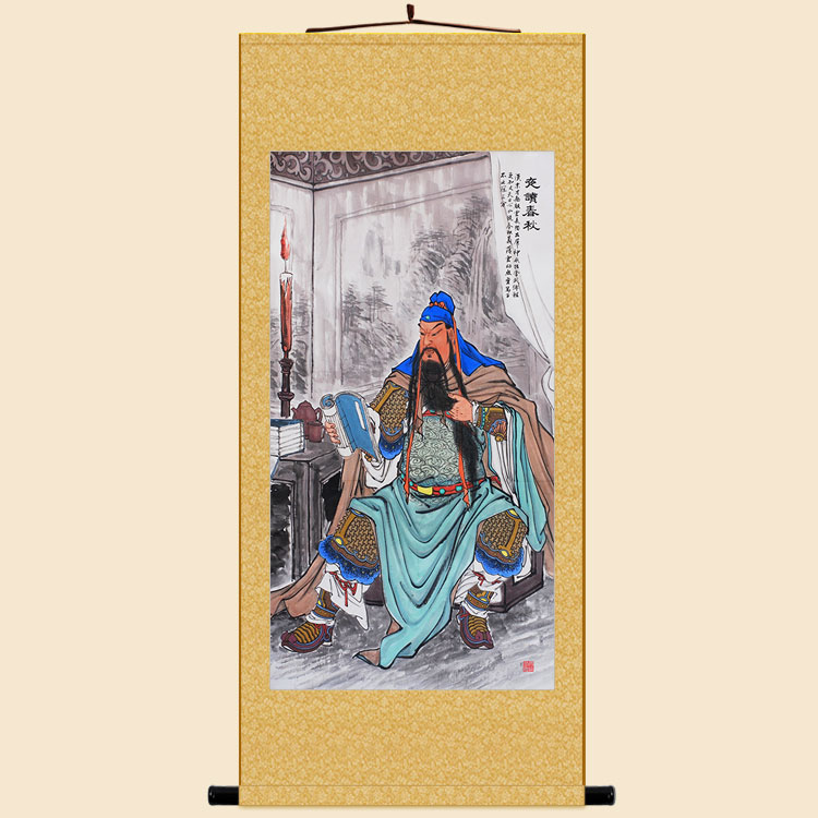 夜に春秋を読む 夜读春秋 関羽（関二爷）、中国画、水墨画、三国志の歴史人物 O1CN01lXsV5M2D6zll7fKft_!!