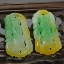 Natural jade and bamboo pendant festival high jade pendant bamboo pendant three-color bamboo report peace pendant men and women