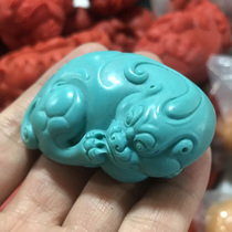 High porcelain blue turquoise Pixiu carvings Ruibeilong pieces Dragon tortoise gluttonous jade toys to attract wealth and ward off evil spirits