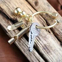 Nordic design pure copper key buckle brass solid ruyi Gourd Key Circle Car Key Ring Retro Gold