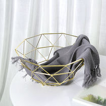 Nordic Golden Fruit Pan Creative Minimalist Iron Art Fruit Basket Hollowed-out Fruit Basin Zero Food Tray Tea Table Room Swing Piece