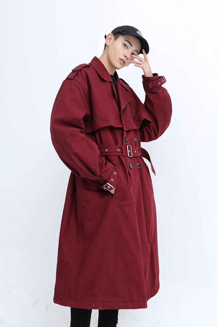 淘宝connive冬季气质过膝风衣男