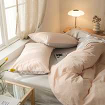 100 % water wash cotton Japanese simple pure summer bed four set of cotton pure cotton is set in a set sheet three pieces