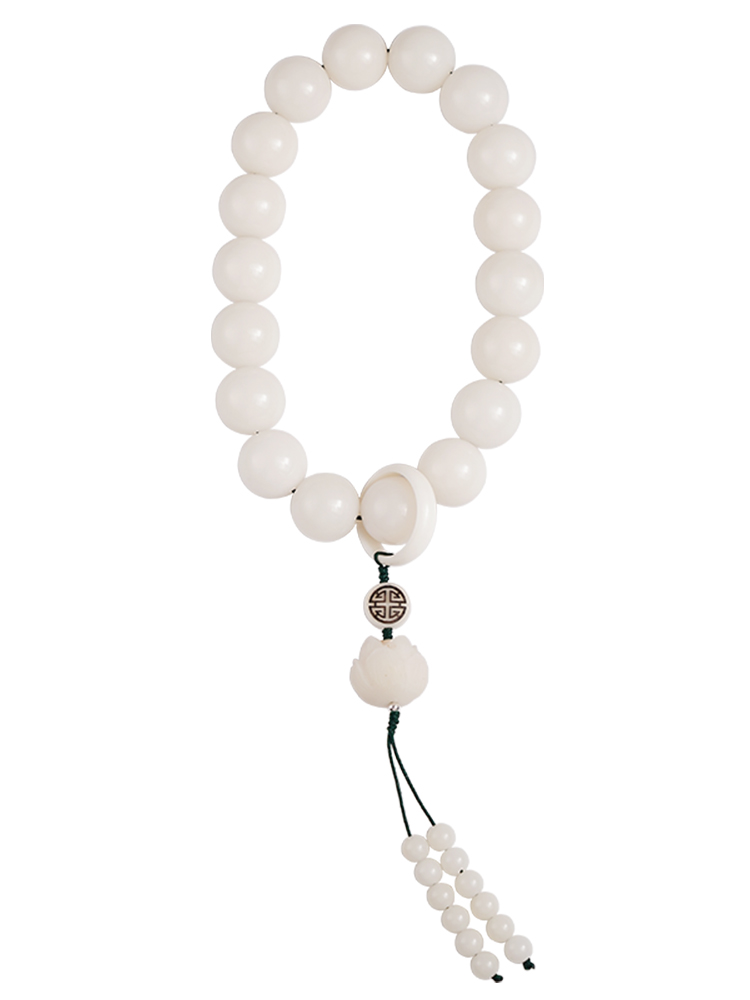 Eighteen Prayer Beads White Jade Bodhi Root Bracelet Handheld Ox Bone Flexible Ring Crafts Natural Accessories Original Seed Hand Toy Buddha Beads Rosary