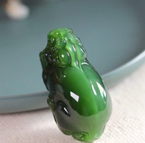 Rice pocket jewelry Russia and Tian Biu jade pendant old pit material ice bottom spinach green full green leopard