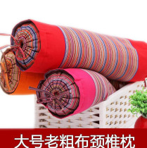 Single buckwheat shell cylindrical pillow for adults with old rough cloth garden-type long strip hard rectangle A cervical spine pillow