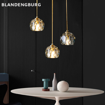Brass Restaurant light chandelier Three-head light lavish crystal Nordic minimalist modern bar Restaurant lighting net red Living room lamp