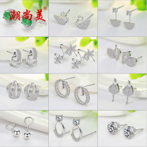 Silver earrings female sterling silver 2019 New Tide design feel cold wind ear bone nail small simple ear jewelry raise ear hole