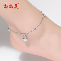 Chao Shangmei Palace Bell chain 925 silver female Korean version of simple student fresh silver ornaments retro foot decoration Bell lettering