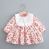 Baby girl new dress 2021 spring long-sleeved skirt 1 a 3-year-old little girl Korean version of the princess skirt tide