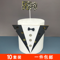 Cake Baking Decoration Black Blue Tie Triangle Suit Men God Cake Decoration Inserted of Fathers Day Birthday Cake