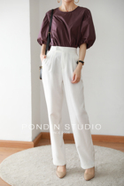 Fat Ding wants the simple commute ~ smooth fashion mop trousers solid color straight loose casual suit pants