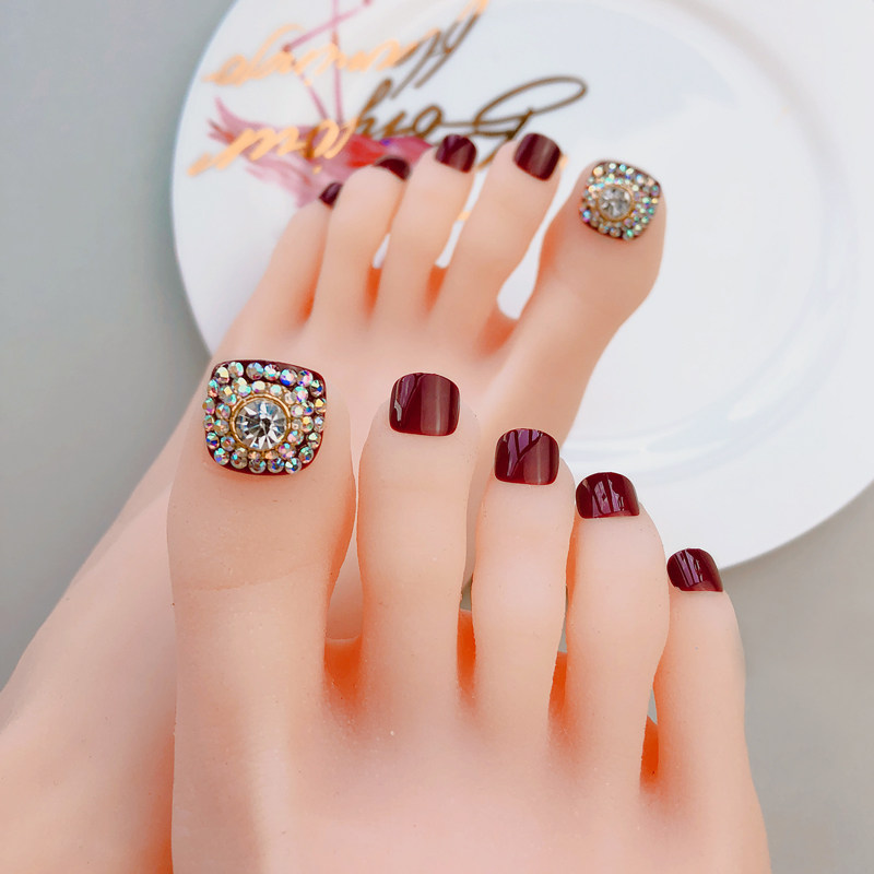 贴脚甲的假指甲贴片防水美甲贴成品脚指甲美足脚趾甲短款美脚甲片