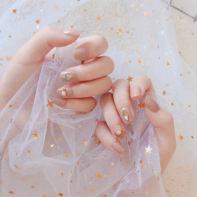 新娘婚礼可取可带假指甲贴片直接拆卸随意摘戴的美甲贴钻甲片成品