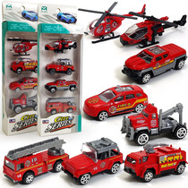 Simulation mini alloy fire truck model set 8 sliding function fire truck combination childrens educational toys