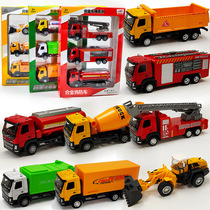 Foreign trade simulation sliding alloy truck fire truck childrens educational model toy car alloy car model 3 sets