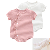  Cute female baby summer clothes out newborn baby bag fart clothes Summer princess one-piece clothes thin triangle romper