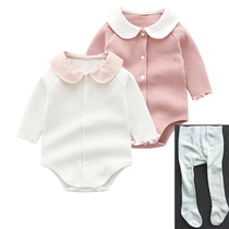  Baby long-sleeved triangle romper bag fart suit Baby clothes one-piece spring and autumn female full moon 100 days princess