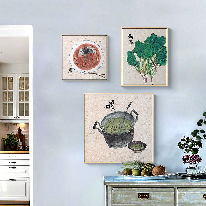 仟象映画 新中式餐厅装饰画 现代简约饭厅厨房挂画果蔬壁画李知弥