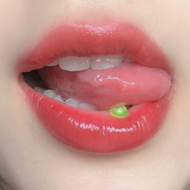 Girl pink sequins cute tongue nails European and American personality titanium steel yellow nail tongue ring trend puncture jewelry perforation