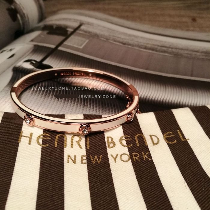 现货henribendel经典铆钉款白色珐琅开口手镯