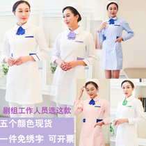 Nurse uniform long and short sleeves female Korean semi-permanent slim autumn winter clothing pharmacy beauty salon beautician work clothes